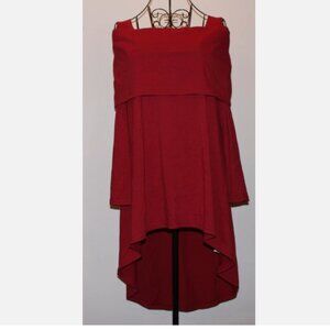 Red Tunic Off Shoulder Shirt Kimono Sleeves Top L NWT with Shawl Wrap